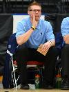 Liberty Lake native and former Central Valley High School basketball standout Brad Johnson shouts instructions during a Northwest Athletic Association of Community Colleges tournament game in early March. Johnson is an assistant coach for Community Colleges of Spokane, which placed third at the tournament.