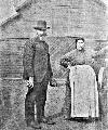 John Fine and his wife, Frances, homesteaded in Liberty Lake in 1882 on land that is now MeadowWood Golf Course. In this circa 1895 photo, John is holding a couple of rocks and Frances is smoking a corn cob pipe.
